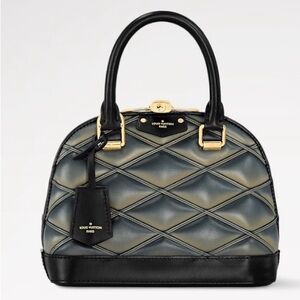 Authentic Louis Vuitton Alma BB Malletage Black, Cream, Green leather